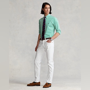 Ralph Lauren Classic‎ Fit Long Sleeve Stripped Green Shirt Size L